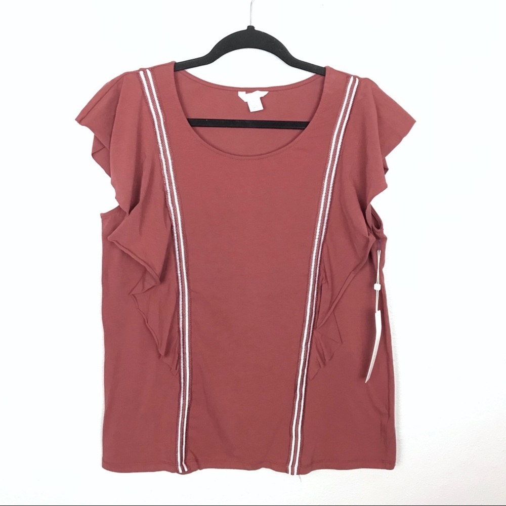 Caslon Ruffle Tank Top Red Jelly Sz Small New